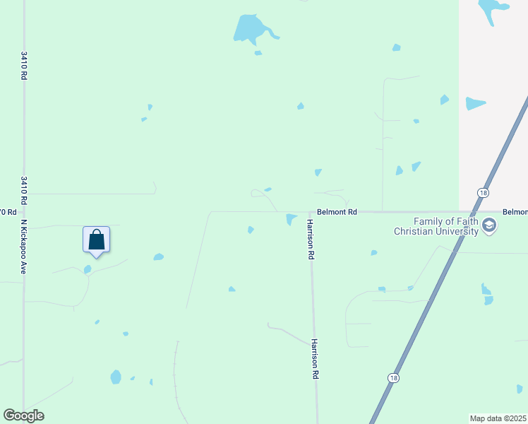 map of restaurants, bars, coffee shops, grocery stores, and more near 41601 East 1070 Road in Shawnee