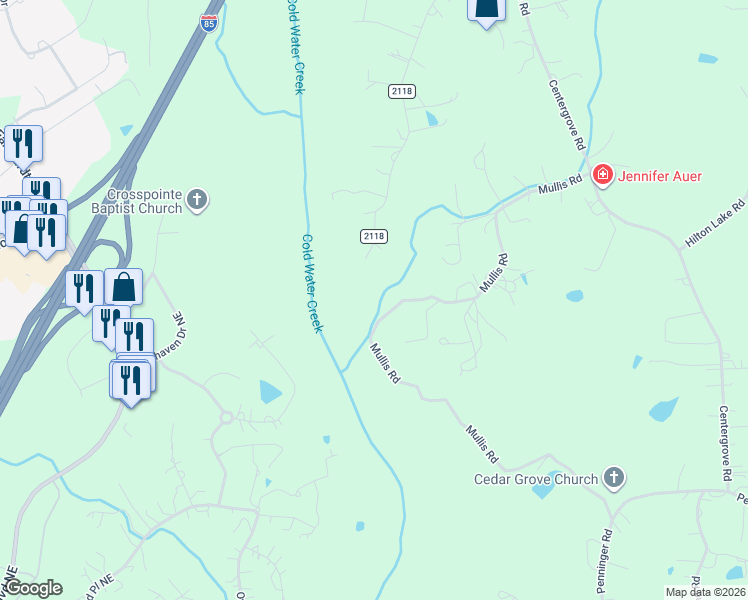 map of restaurants, bars, coffee shops, grocery stores, and more near 3660 Jordan Road in Kannapolis
