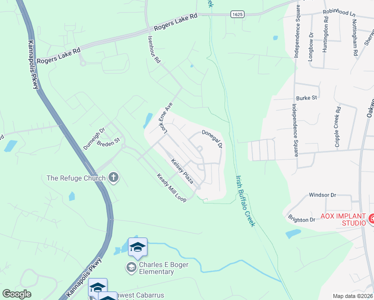 map of restaurants, bars, coffee shops, grocery stores, and more near 3198 Lock Erne Avenue in Kannapolis