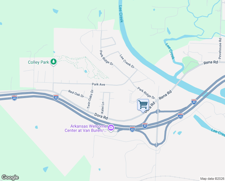 map of restaurants, bars, coffee shops, grocery stores, and more near 2207 Kaylonni Lane in Van Buren