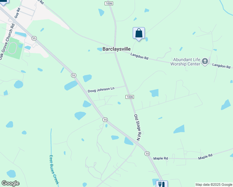 map of restaurants, bars, coffee shops, grocery stores, and more near 263 Colby Lane in Angier