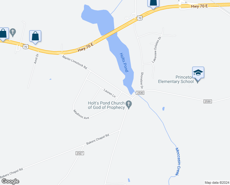 map of restaurants, bars, coffee shops, grocery stores, and more near 239 Lauren Lane in Princeton