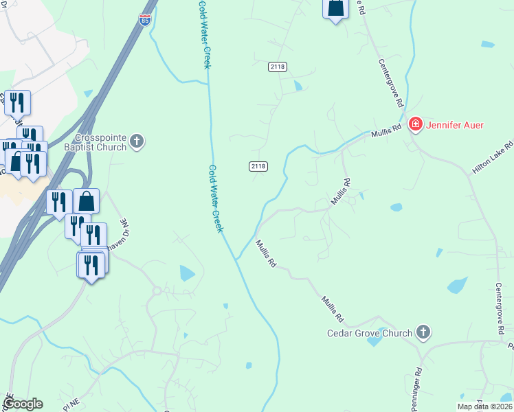 map of restaurants, bars, coffee shops, grocery stores, and more near 3660 Jordan Road in Kannapolis