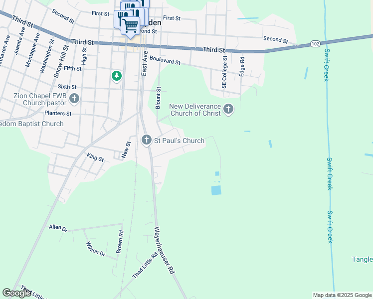 map of restaurants, bars, coffee shops, grocery stores, and more near 4467 South Edge Road in Ayden