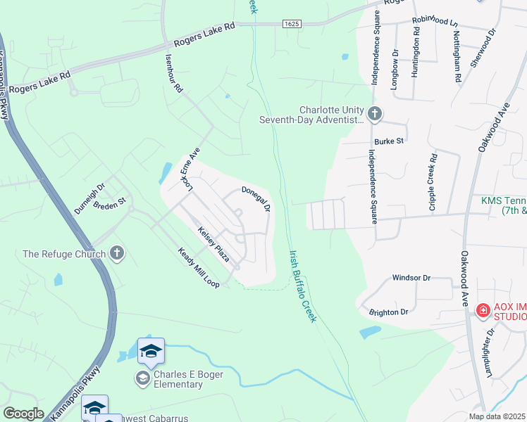 map of restaurants, bars, coffee shops, grocery stores, and more near 2929 Donegal Drive in Kannapolis