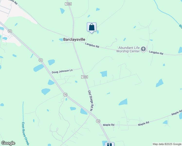 map of restaurants, bars, coffee shops, grocery stores, and more near 68 Wynnridge Drive in Angier