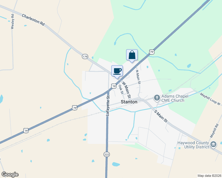 map of restaurants, bars, coffee shops, grocery stores, and more near Tennessee 1 in Stanton