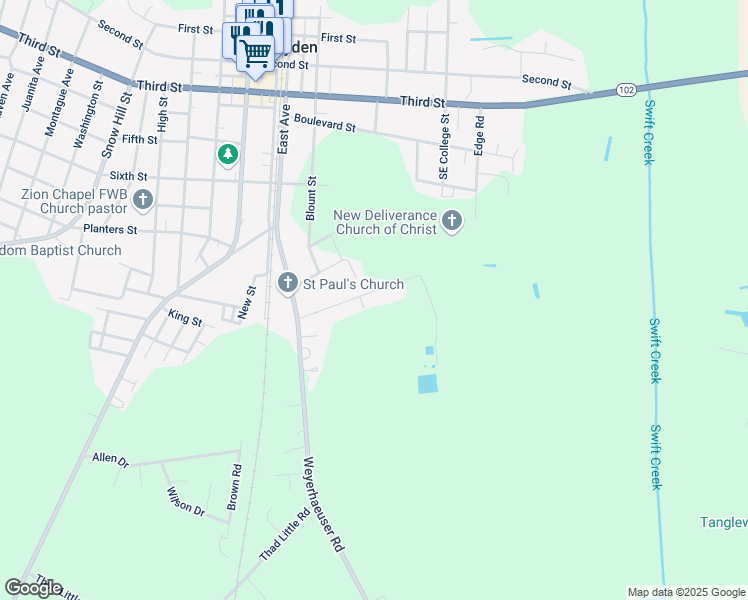 map of restaurants, bars, coffee shops, grocery stores, and more near 4467 South Edge Road in Ayden