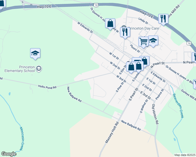 map of restaurants, bars, coffee shops, grocery stores, and more near 111 Holts Pond Road in Princeton