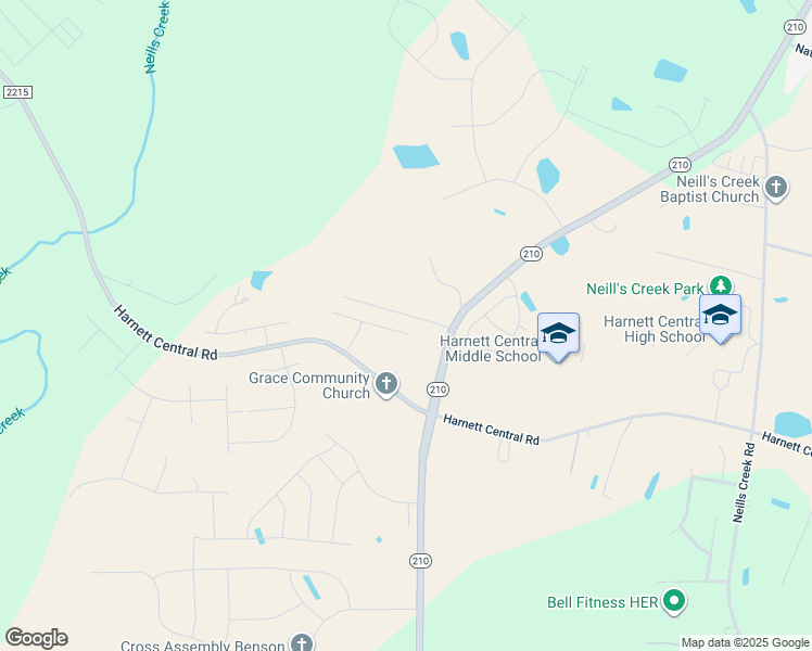 map of restaurants, bars, coffee shops, grocery stores, and more near 18 D Ango Circle in Angier