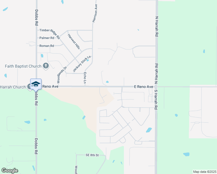 map of restaurants, bars, coffee shops, grocery stores, and more near 20509 East Reno Avenue in Harrah