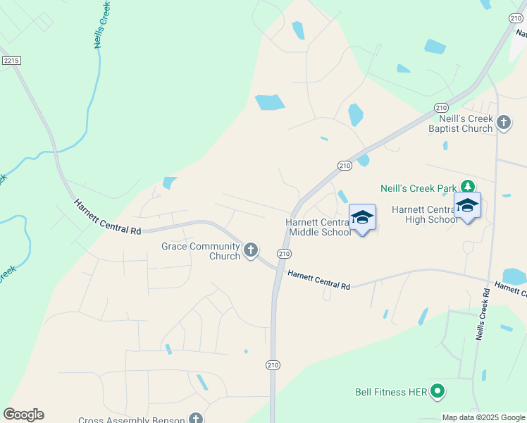 map of restaurants, bars, coffee shops, grocery stores, and more near 18 D Ango Circle in Angier