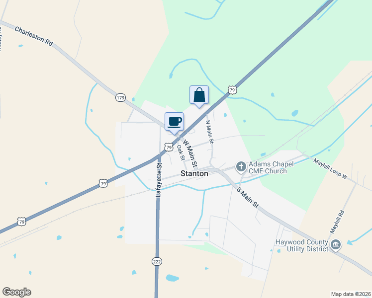 map of restaurants, bars, coffee shops, grocery stores, and more near 21 Covington Street in Stanton