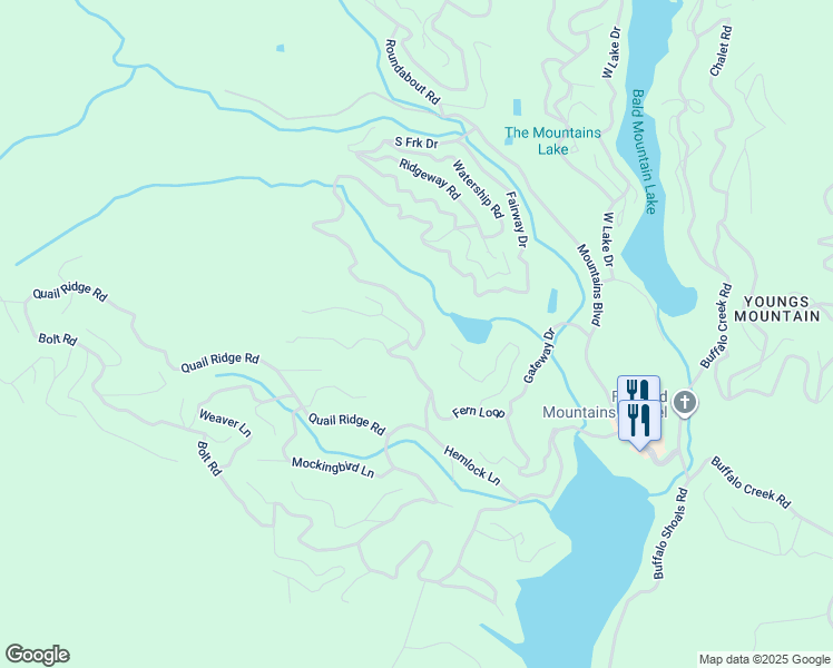 map of restaurants, bars, coffee shops, grocery stores, and more near 635 Grandview Drive in Lake Lure