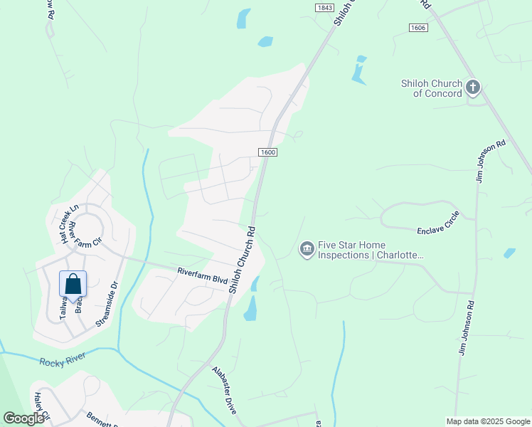 map of restaurants, bars, coffee shops, grocery stores, and more near 3720 Shiloh Church Road in Davidson