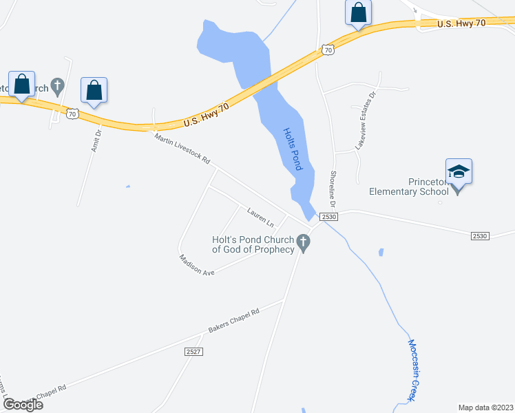 map of restaurants, bars, coffee shops, grocery stores, and more near 181 Lauren Lane in Princeton