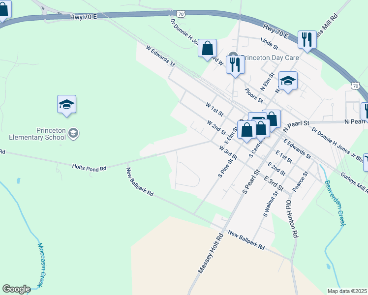 map of restaurants, bars, coffee shops, grocery stores, and more near 111 Holts Pond Road in Princeton