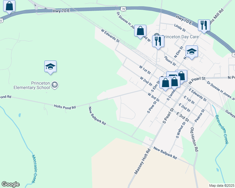 map of restaurants, bars, coffee shops, grocery stores, and more near 122 Holts Pond Road in Princeton
