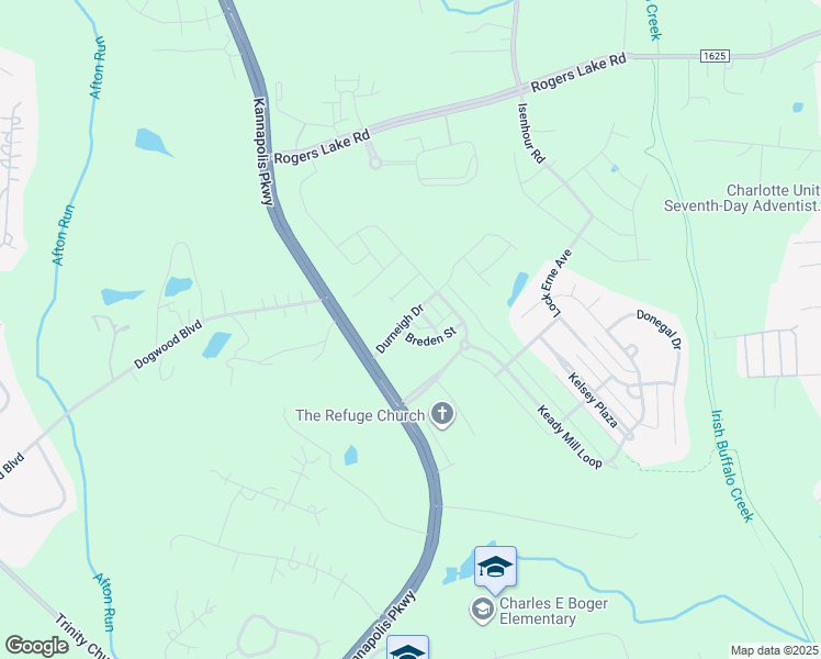 map of restaurants, bars, coffee shops, grocery stores, and more near 4888 Breden Street in Kannapolis