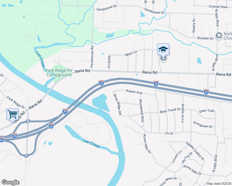 map of restaurants, bars, coffee shops, grocery stores, and more near 1718 Riverridge Estate in Van Buren