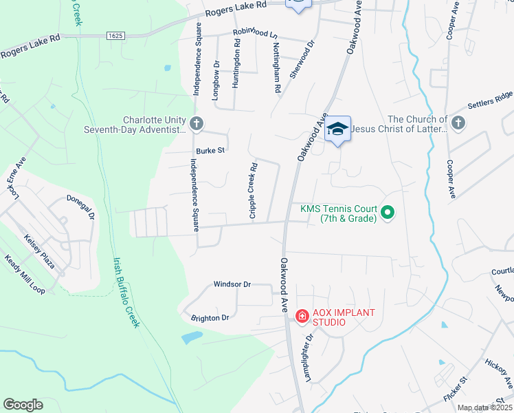 map of restaurants, bars, coffee shops, grocery stores, and more near 1514 Cripple Creek Road in Kannapolis