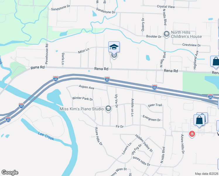 map of restaurants, bars, coffee shops, grocery stores, and more near 1716 Somerset Way in Van Buren