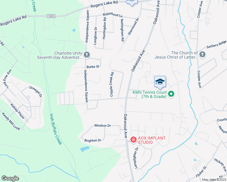 map of restaurants, bars, coffee shops, grocery stores, and more near 1514 Cripple Creek Road in Kannapolis