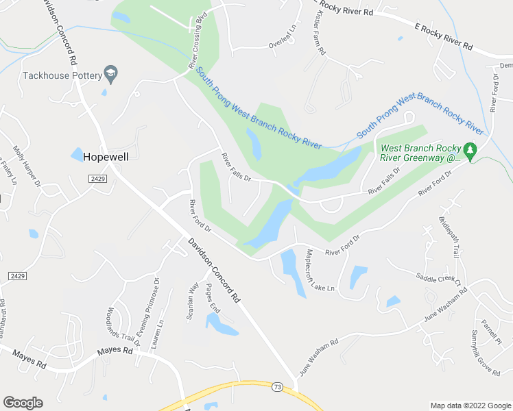 map of restaurants, bars, coffee shops, grocery stores, and more near 18830 Riverwind Lane in Davidson