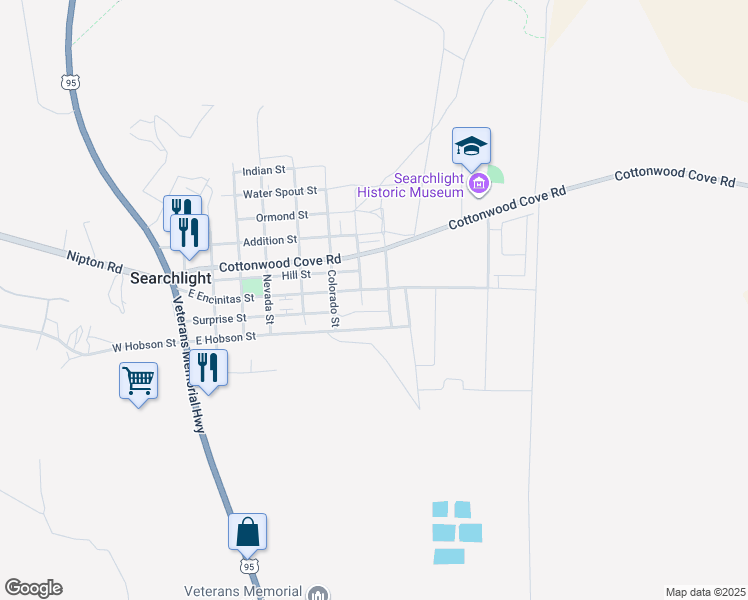 map of restaurants, bars, coffee shops, grocery stores, and more near 625 East Encinitas Street in Searchlight