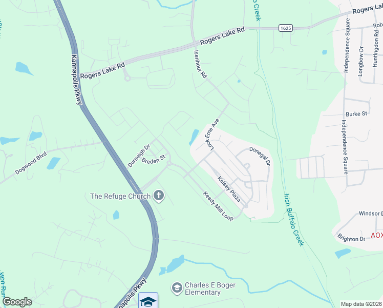 map of restaurants, bars, coffee shops, grocery stores, and more near 2612 Keady Mill Loop in Kannapolis