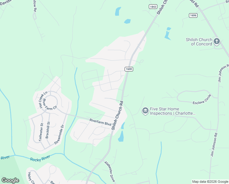 map of restaurants, bars, coffee shops, grocery stores, and more near 3739 Shiloh Church Road in Davidson