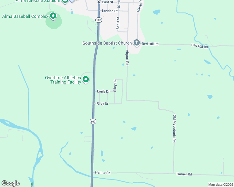 map of restaurants, bars, coffee shops, grocery stores, and more near 1709 Riley Circle in Alma