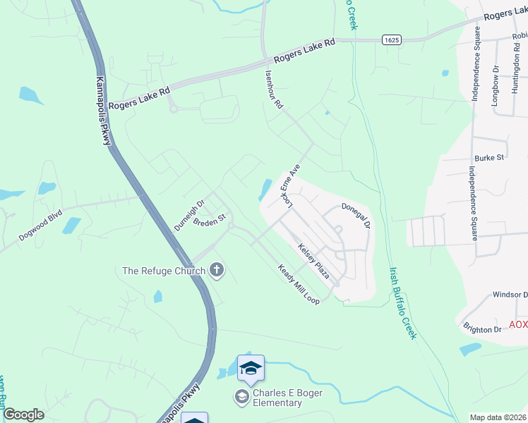 map of restaurants, bars, coffee shops, grocery stores, and more near 2612 Keady Mill Loop in Kannapolis