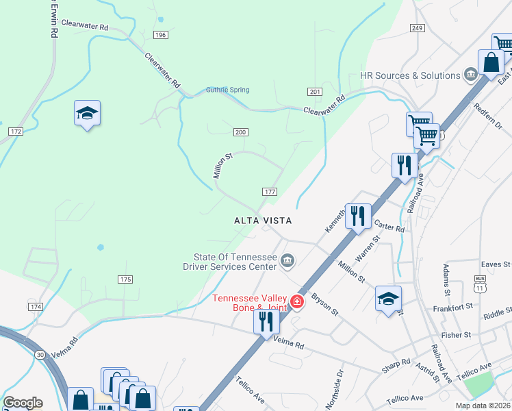 map of restaurants, bars, coffee shops, grocery stores, and more near 129 County Road 177 in Athens