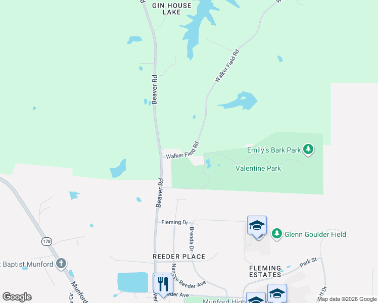 map of restaurants, bars, coffee shops, grocery stores, and more near 140 Walker Field Road in Munford