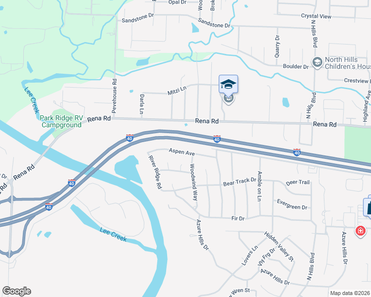 map of restaurants, bars, coffee shops, grocery stores, and more near 1008 Aspen Avenue in Van Buren