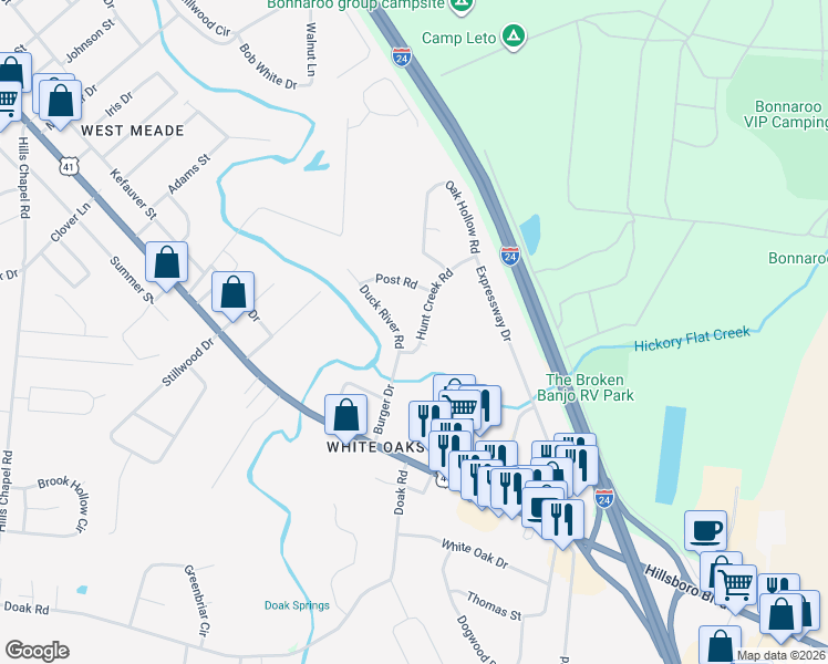 map of restaurants, bars, coffee shops, grocery stores, and more near 17 Hunt Creek Road in Manchester