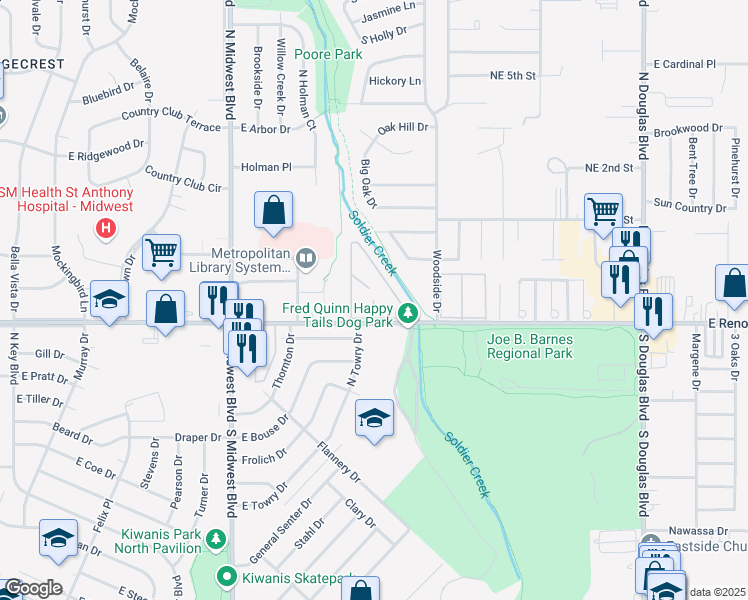 map of restaurants, bars, coffee shops, grocery stores, and more near 2799 Turley Place in Oklahoma City