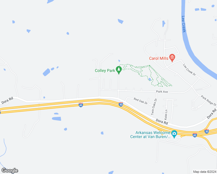 map of restaurants, bars, coffee shops, grocery stores, and more near 1901 Scarlet Oak Drive in Van Buren