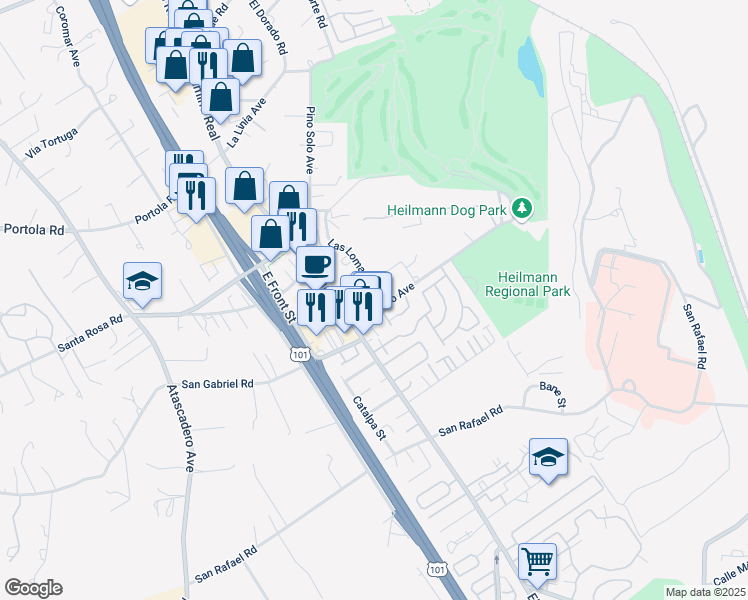 map of restaurants, bars, coffee shops, grocery stores, and more near in Atascadero