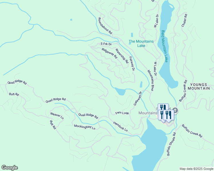 map of restaurants, bars, coffee shops, grocery stores, and more near 635 Grandview Drive in Lake Lure