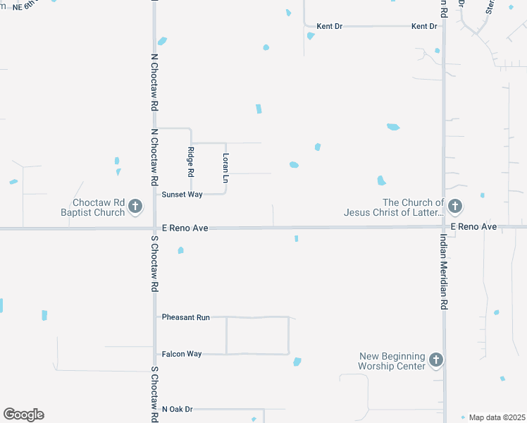 map of restaurants, bars, coffee shops, grocery stores, and more near 125 Creek Hollow Drive in Choctaw