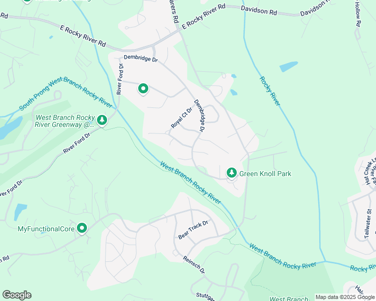 map of restaurants, bars, coffee shops, grocery stores, and more near 18303 Indian Oaks Lane in Davidson