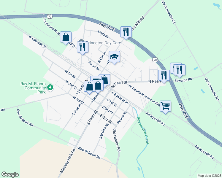 map of restaurants, bars, coffee shops, grocery stores, and more near in Princeton