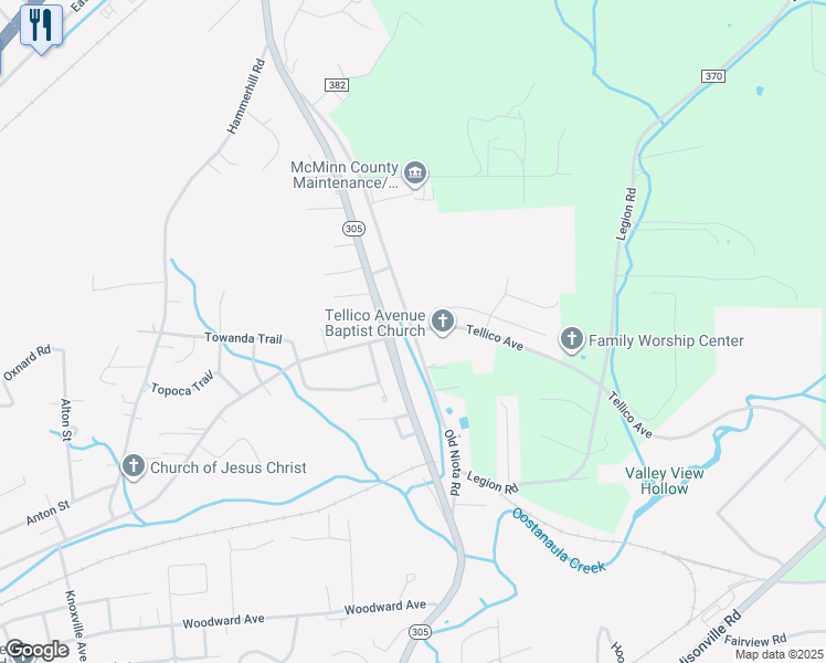 map of restaurants, bars, coffee shops, grocery stores, and more near 2000 Old Niota Road in Athens