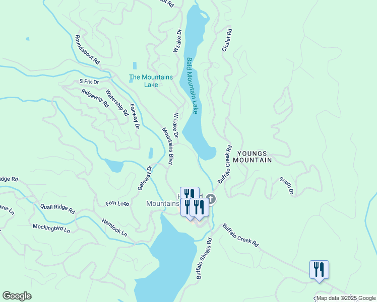 map of restaurants, bars, coffee shops, grocery stores, and more near 113 West Lake Drive South in Lake Lure