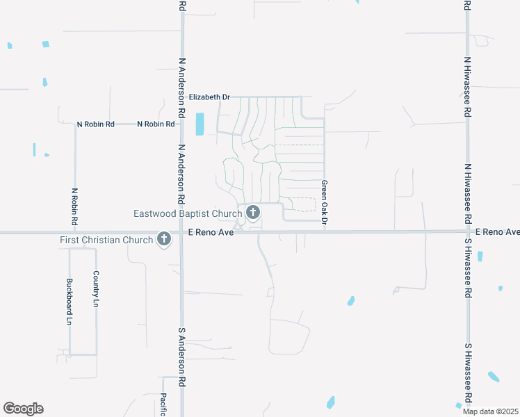 map of restaurants, bars, coffee shops, grocery stores, and more near 204 Wimbledon Road in Midwest City