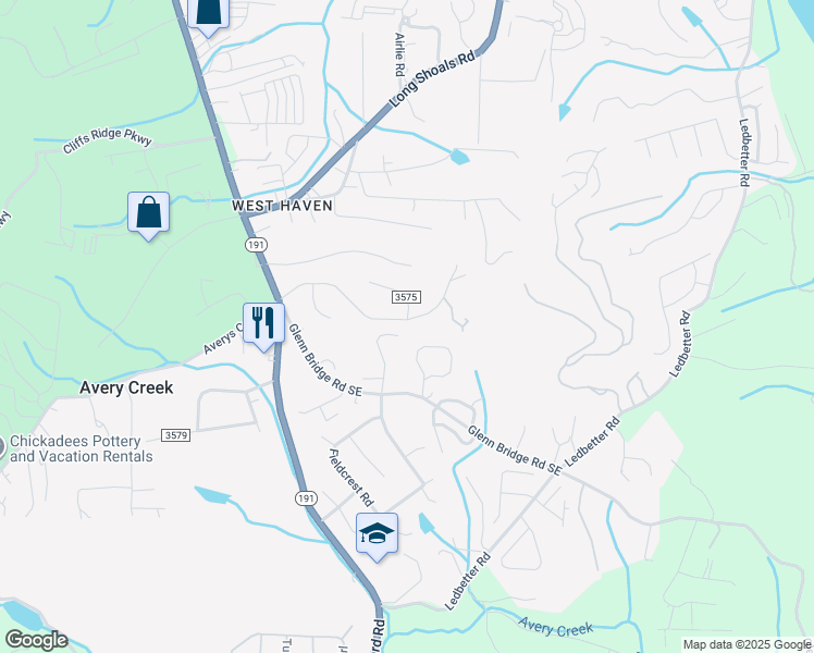 map of restaurants, bars, coffee shops, grocery stores, and more near 34 Southwicke Drive in Arden