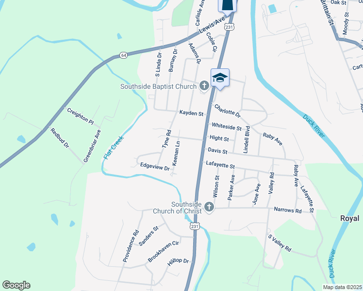map of restaurants, bars, coffee shops, grocery stores, and more near 201 Keenan Lane in Shelbyville