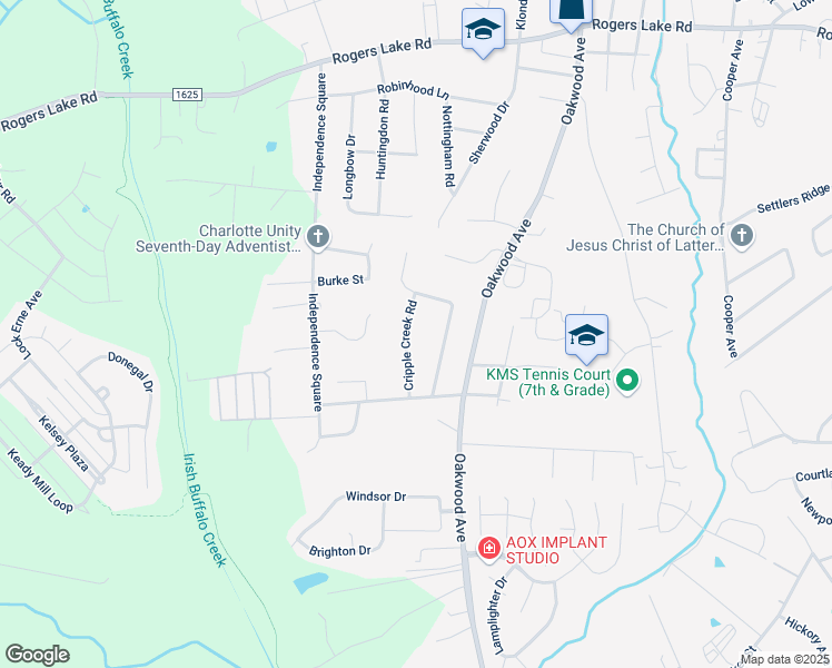 map of restaurants, bars, coffee shops, grocery stores, and more near 1530 Cripple Creek Road in Kannapolis